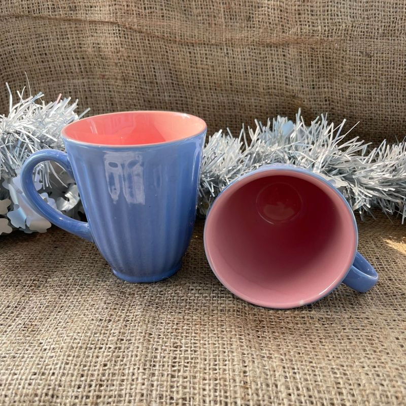 Glazed Dual Colour Ceramic Lined Mugs (Set of 2)