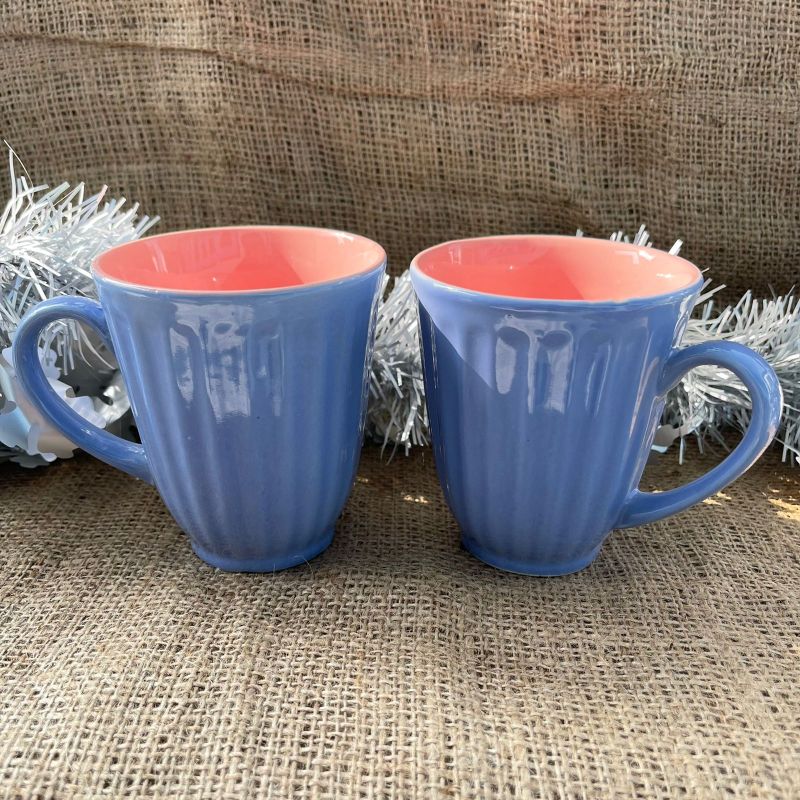 Glazed Dual Colour Ceramic Lined Mugs (Set of 2)