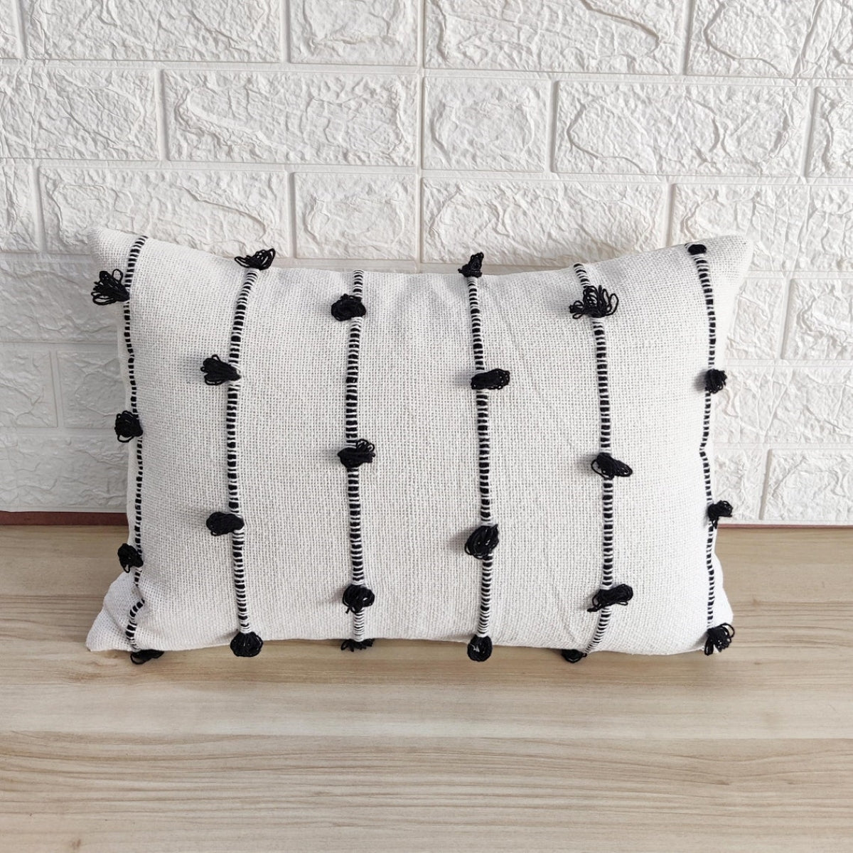White Handloom Woven Textured Cushion Cover