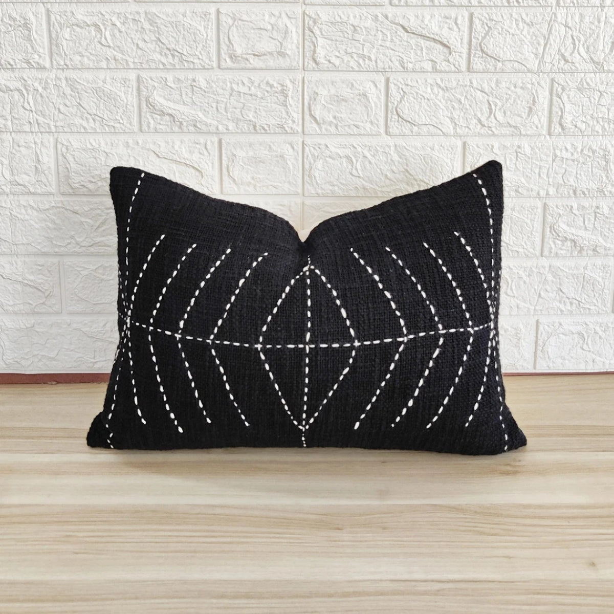 Hand Dyed Black Kantha Pillow Cover