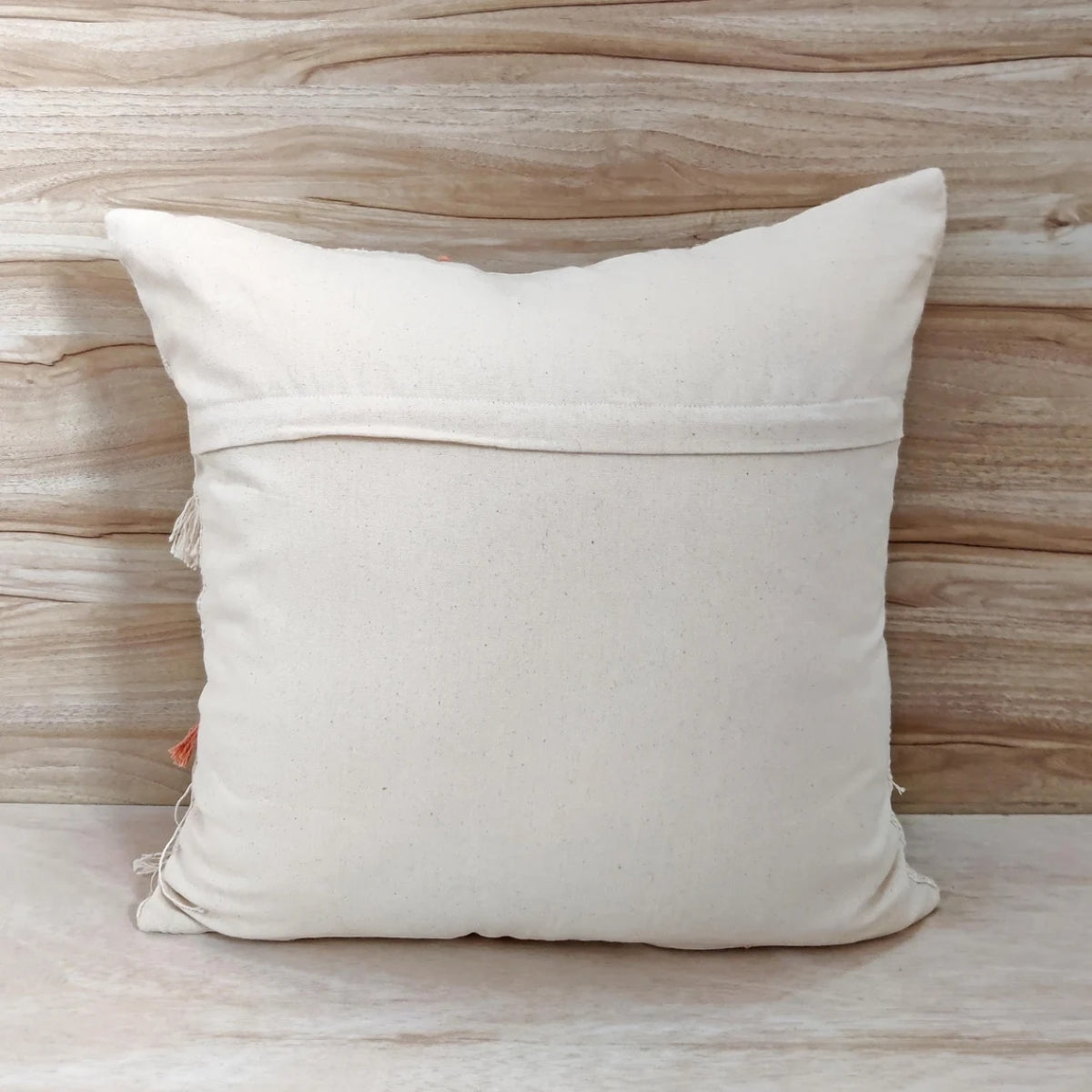 Ivory & Blush Pink Hand Embroidered Tufted Cushion Cover