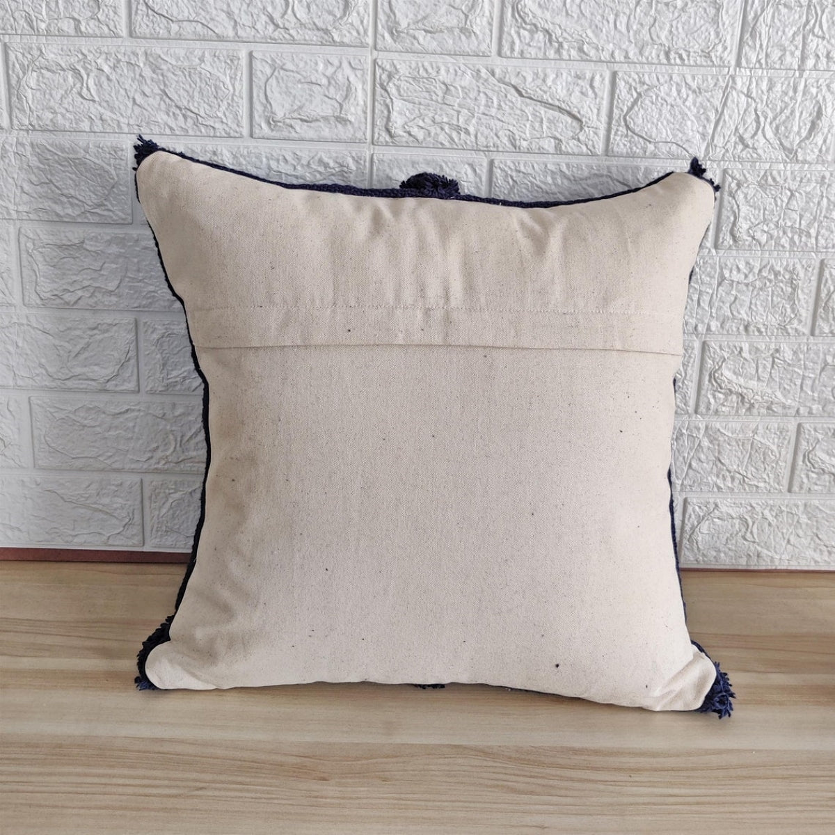 Navy Blue Handtufted Cotton Cushion Cover