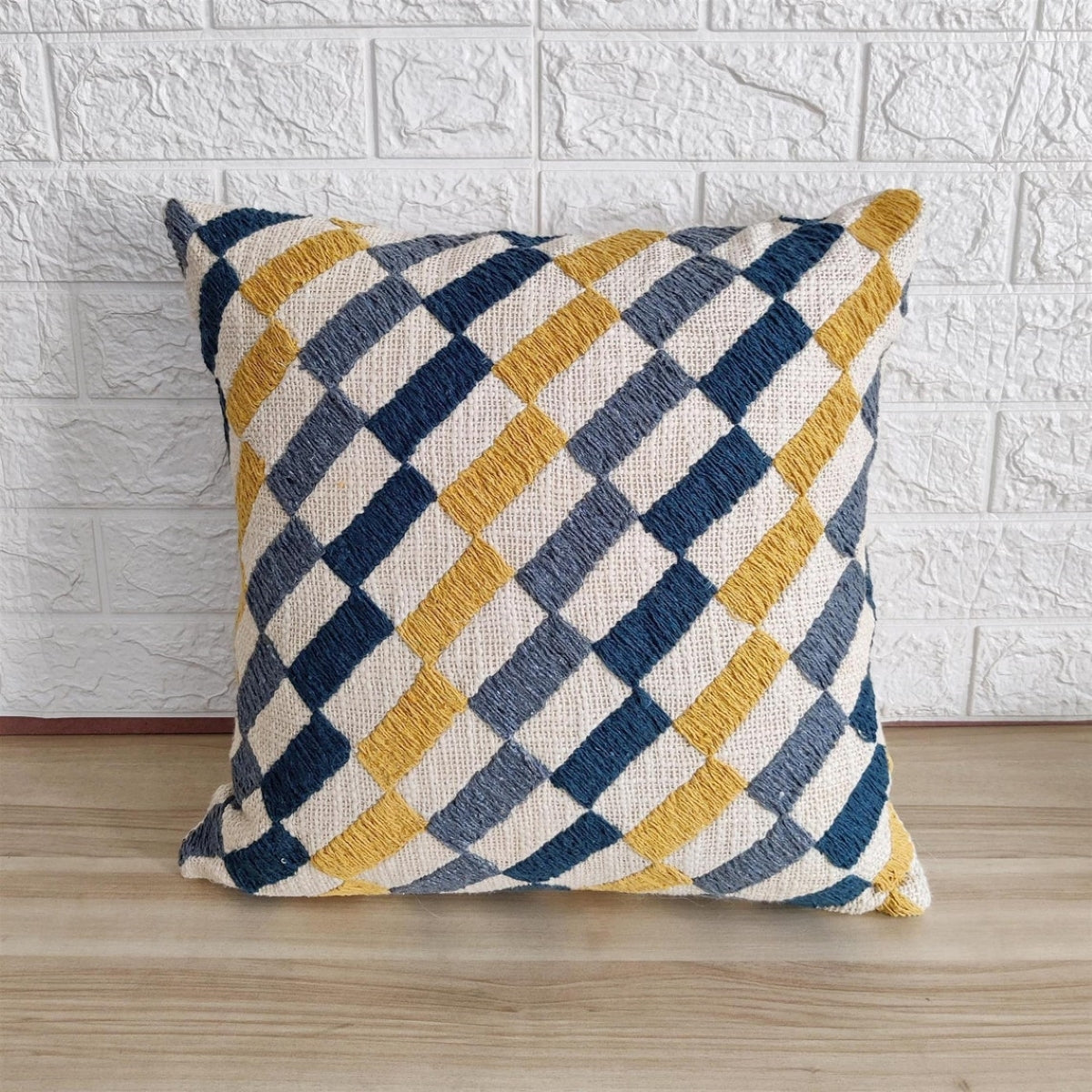 Multicolour Cotton Embroidered Boho Textured Cushion Cover
