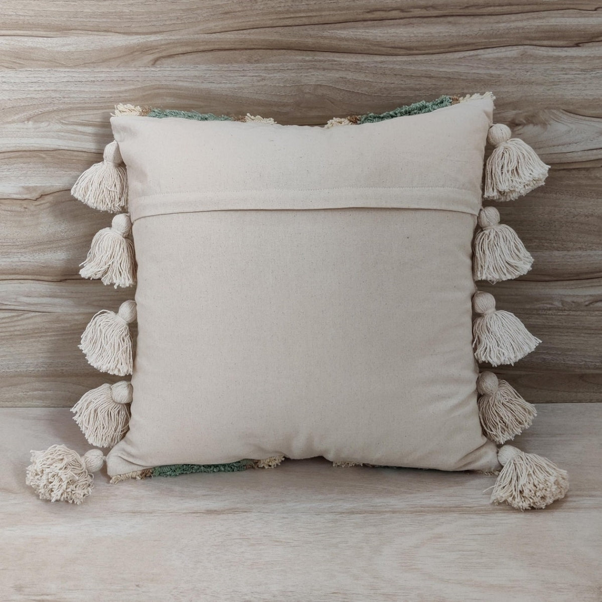 Ivory & Sage Green Handtufted Cushion Cover