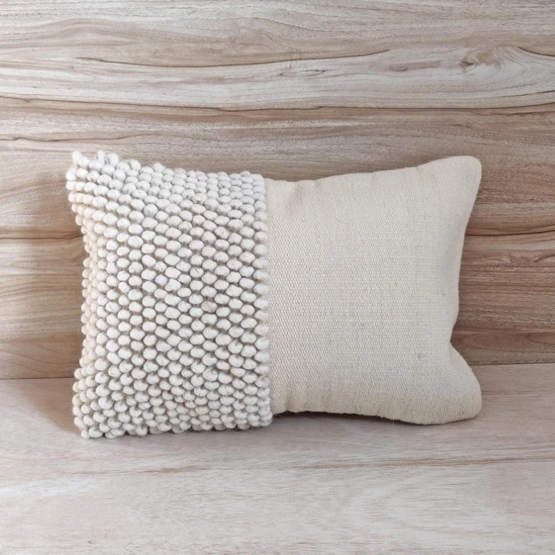 Ivory Loops Wool Handloom Woven Cushion Cover