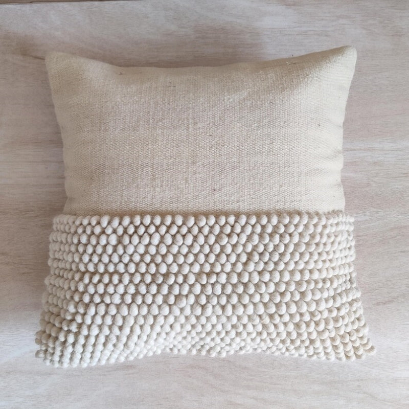 Ivory Loops Wool Handloom Woven Cushion Cover
