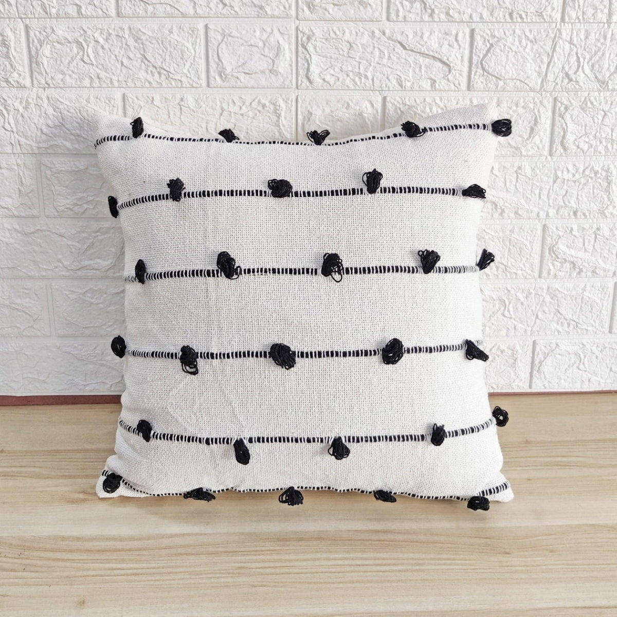 White Handloom Woven Textured Cushion Cover