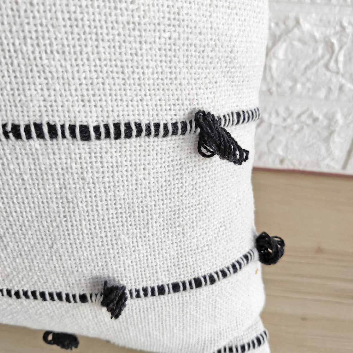 White Handloom Woven Textured Cushion Cover