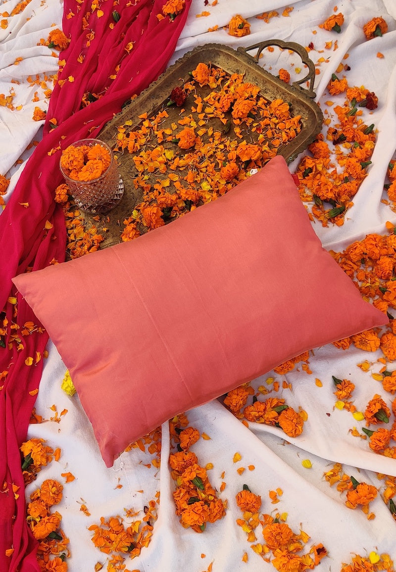 Pink Floral Embroidery Cushion Cover