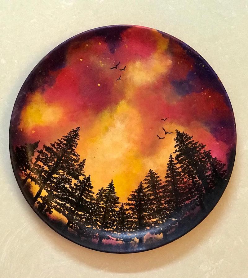 Day Landscape Handpainted Wall Plate (8”-10”-12”)