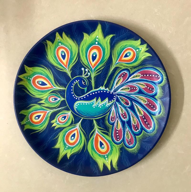 Abstract Peacock Design Decorative Wall Plate (10”-12”)