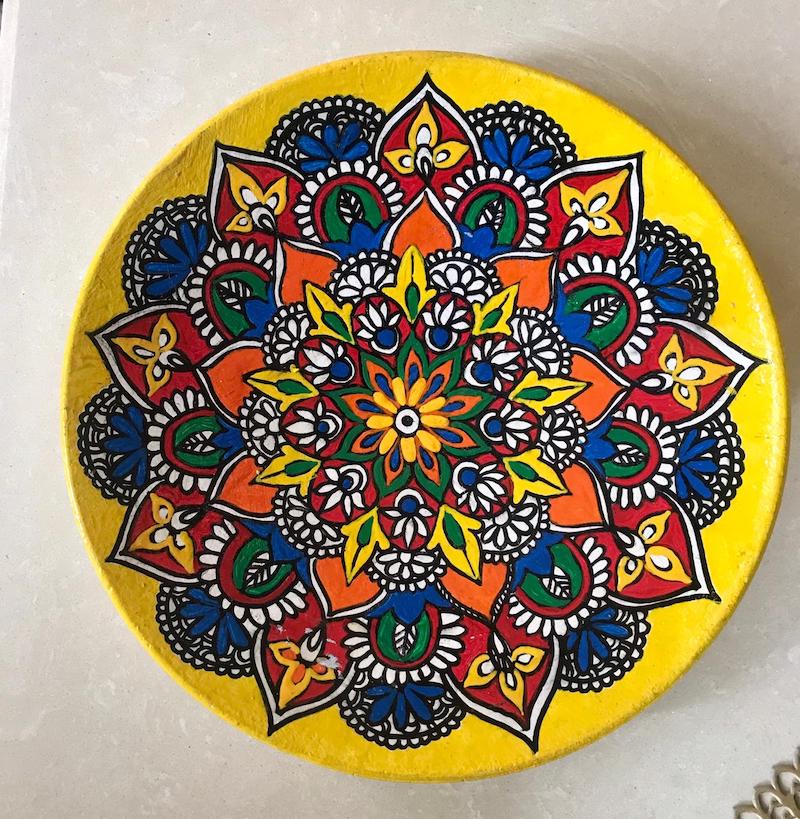 Yellow Mandala Design Wall Plate (10”-12”)