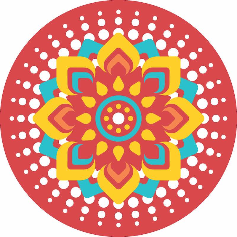 Stick-On Rangoli on Canvas Red Mandala Circle