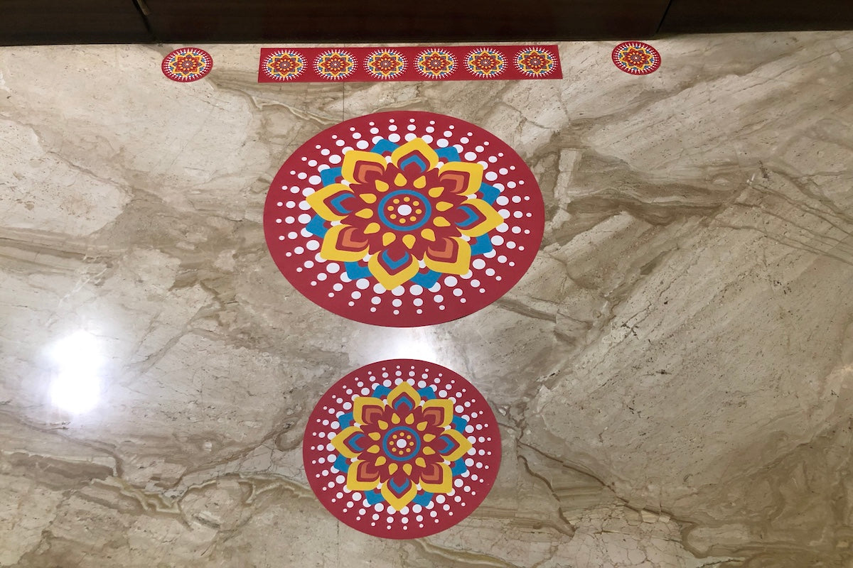 Stick-On Rangoli on Canvas Red Mandala Circle