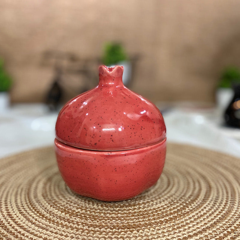 Red Pomegranate Ceramic Jar