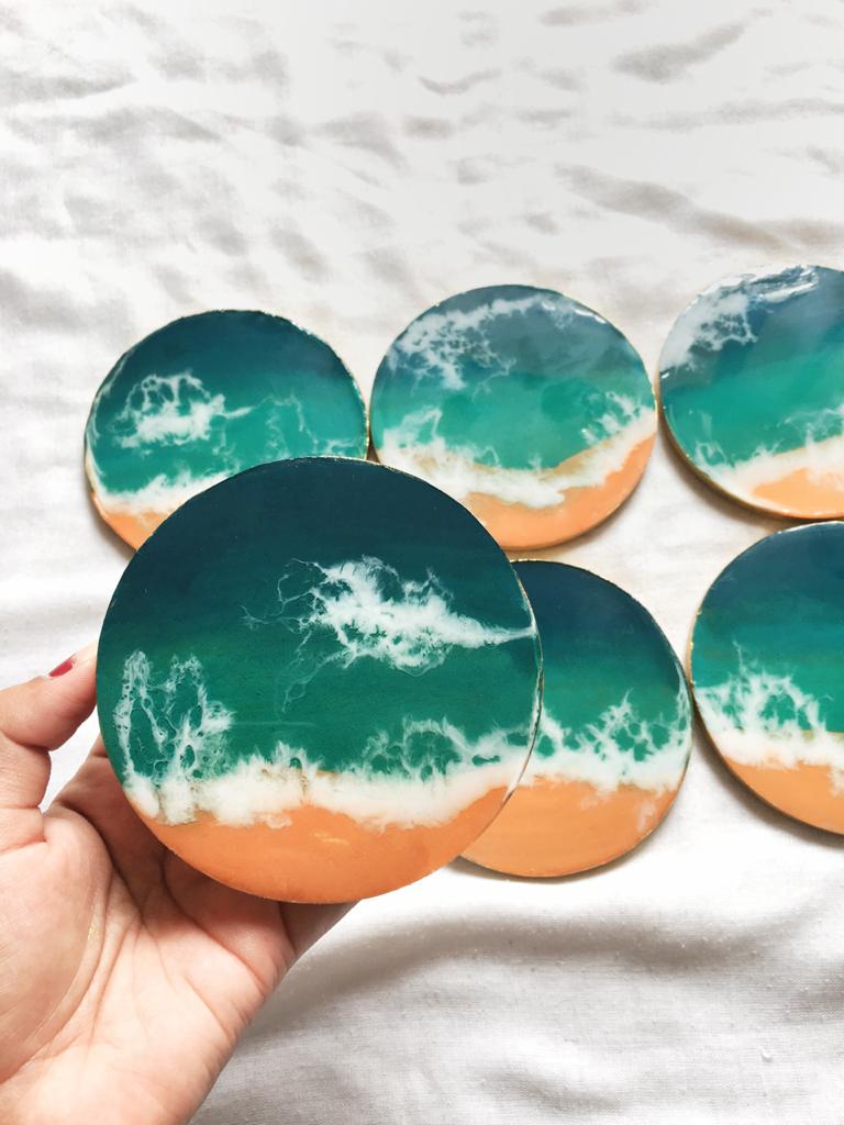 Resin Beach Coasters (Set of 2/4/6)