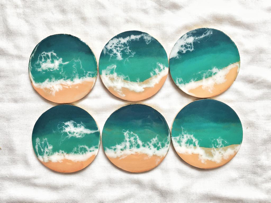 Resin Beach Coasters (Set of 2/4/6)