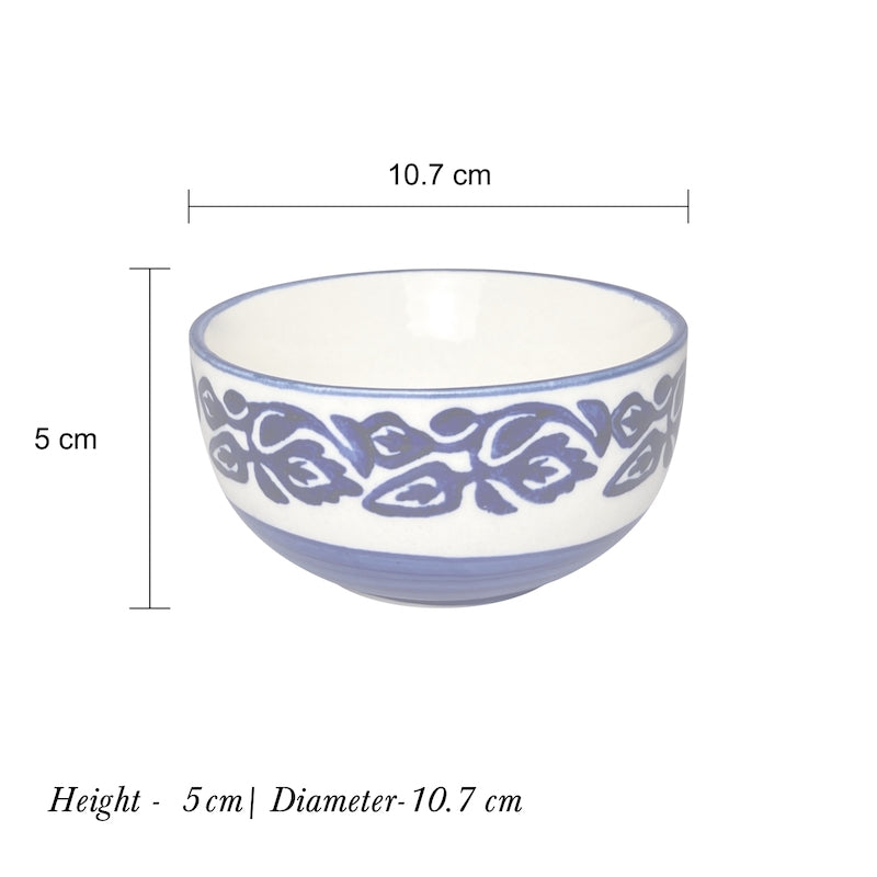 Royal Blue Floral Pattern Katori Bowls (Set of 6)