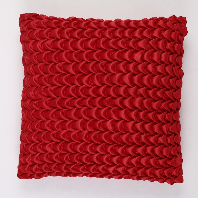 Satin Orange Textured Designer Cushion Covers (Set of 2)