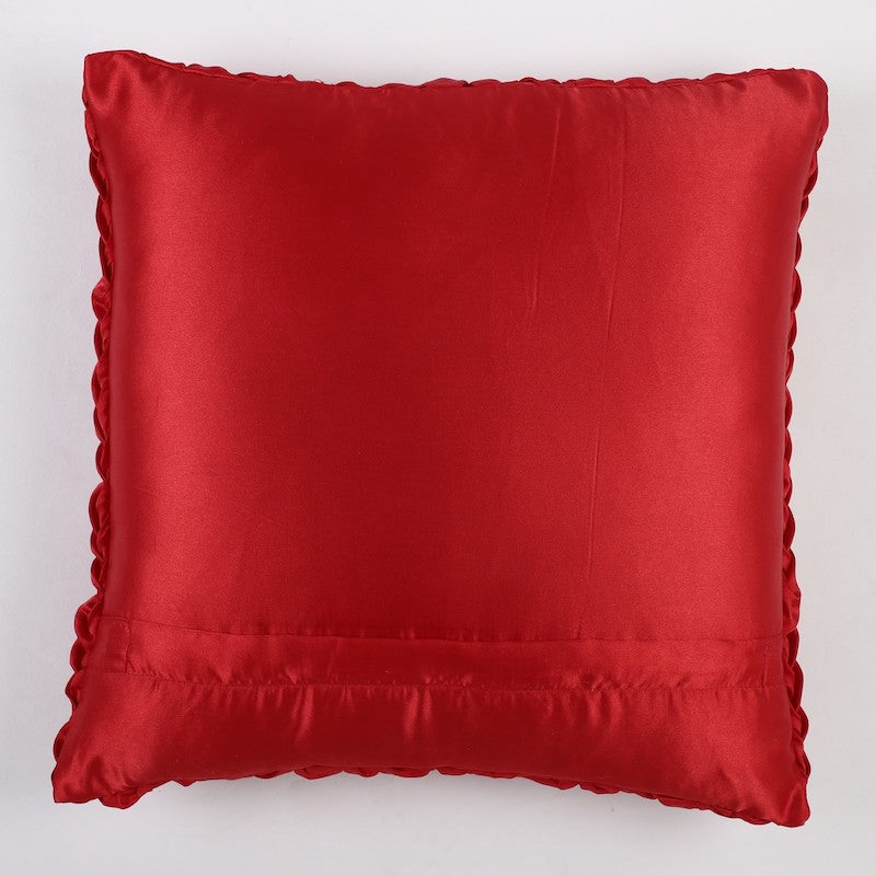 Satin Orange Textured Designer Cushion Covers (Set of 2)