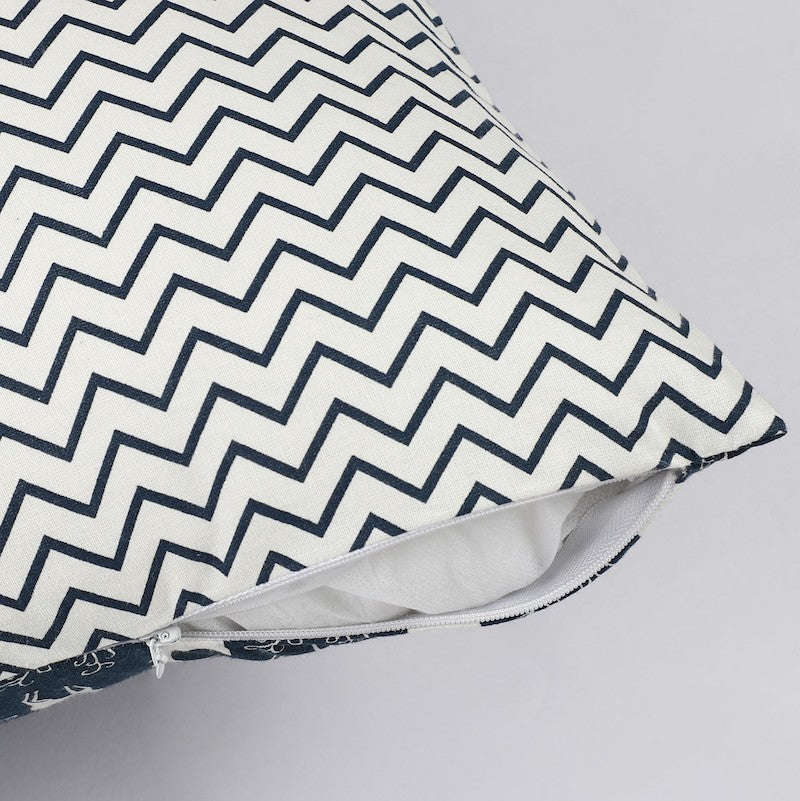 Reversible Blue & White Printed Cushion Covers (Set of 5)