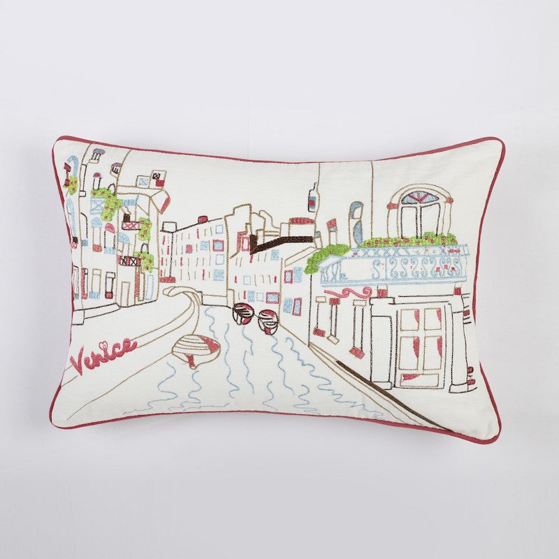 Venice Theme Hand Embroidered Cushion Covers (Set of 2)