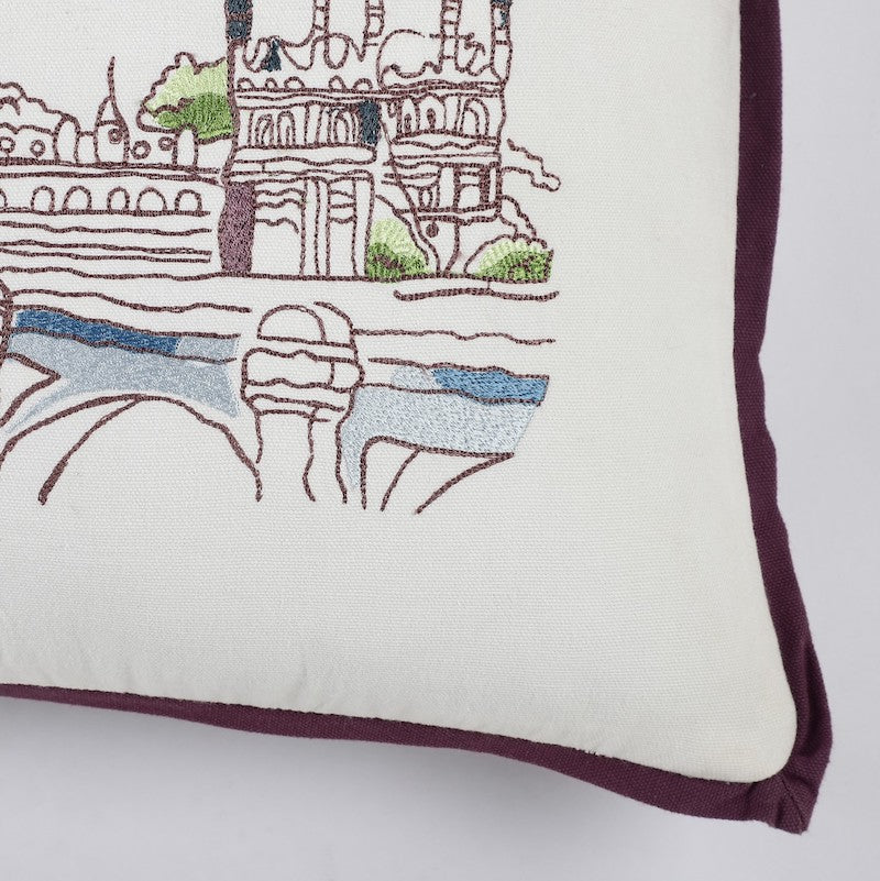 London Theme Hand Embroidered Cushion Covers (Set of 2)