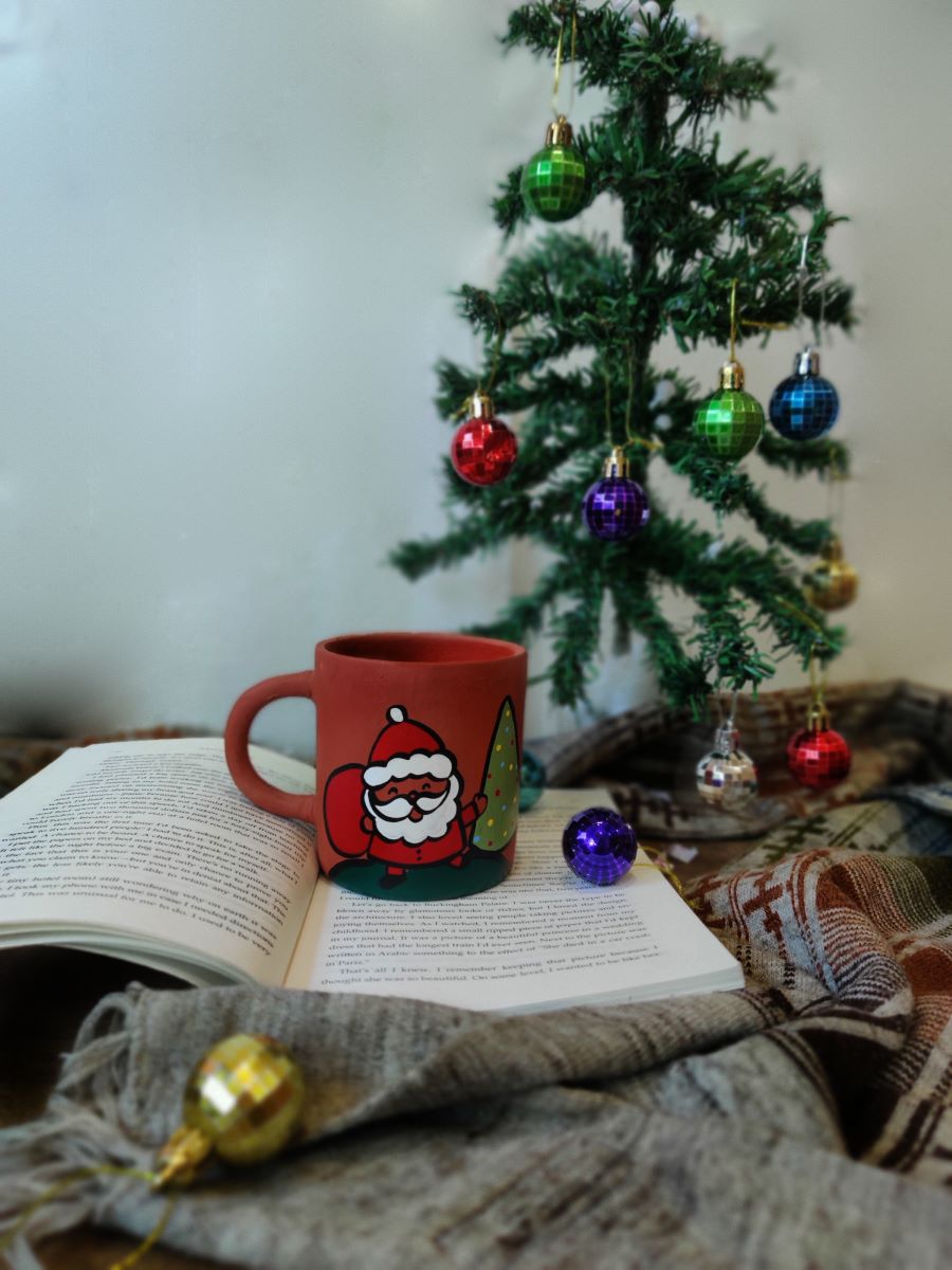 Handpainted Terracotta Christmas Mug