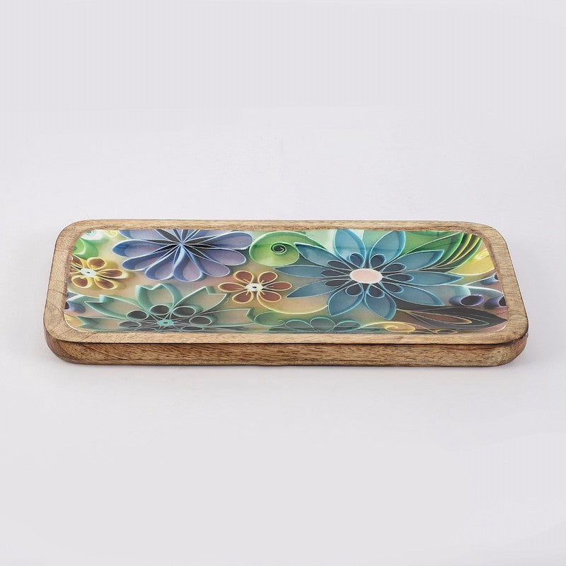 Rectangular Wood Plater with Meena Print