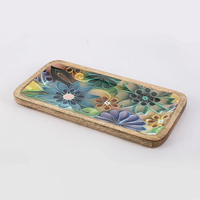 Rectangular Wood Plater with Meena Print