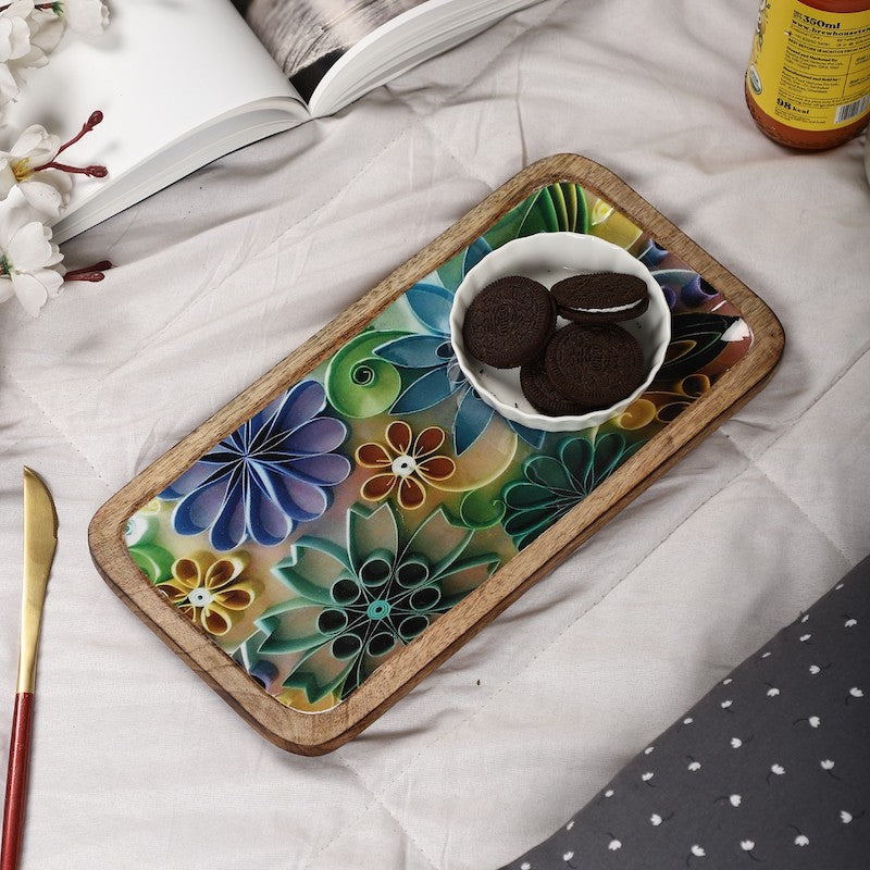 Rectangular Wood Plater with Meena Print