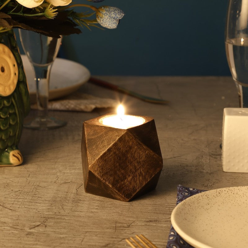 Mini Cube Wood Planter & Tea Light Holder