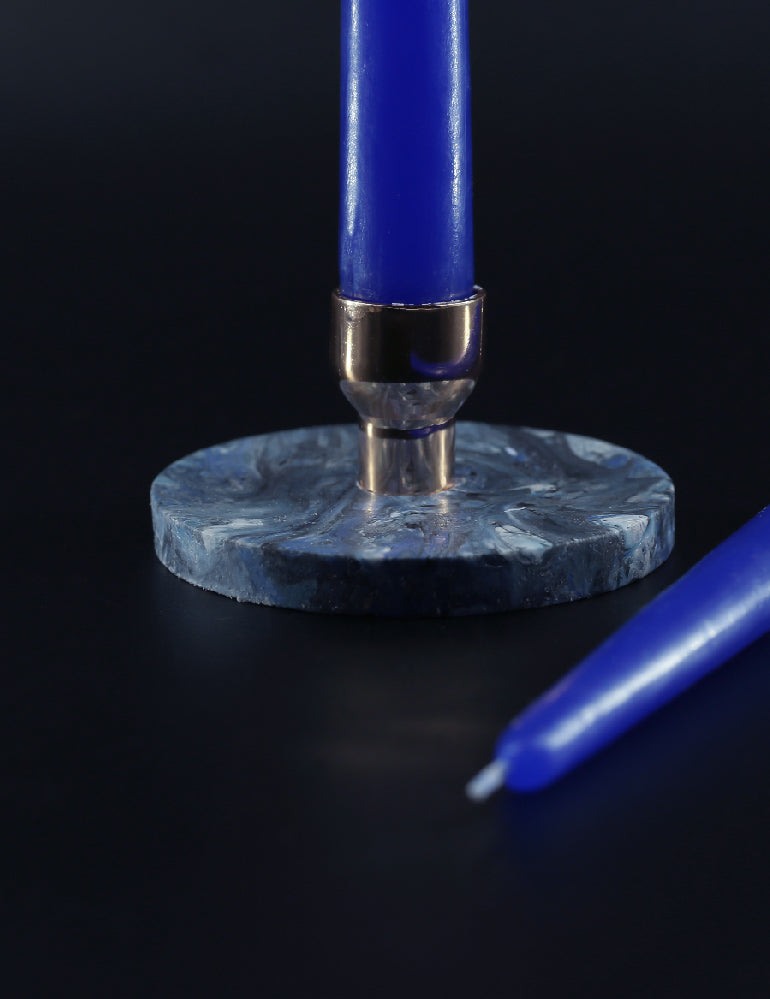 Blue Magnet Candle Holder With Candles