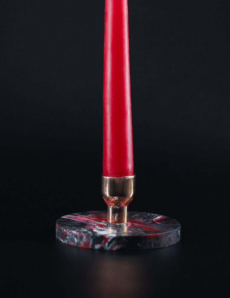 Classic Red Candle Holder with Candles