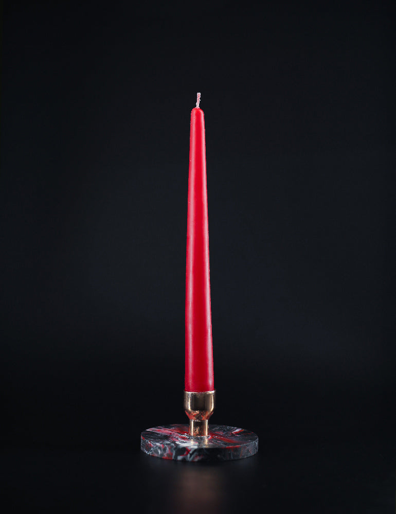 Classic Red Candle Holder with Candles