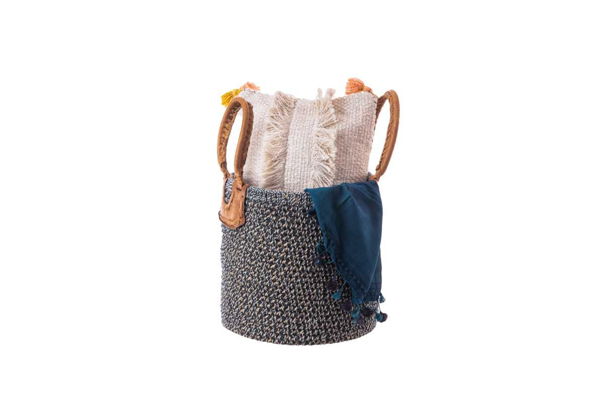 Natural Jute Basket- Black & White