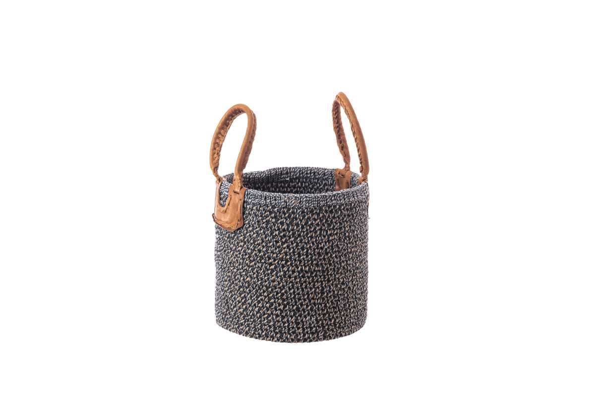 Natural Jute Basket- Black & White