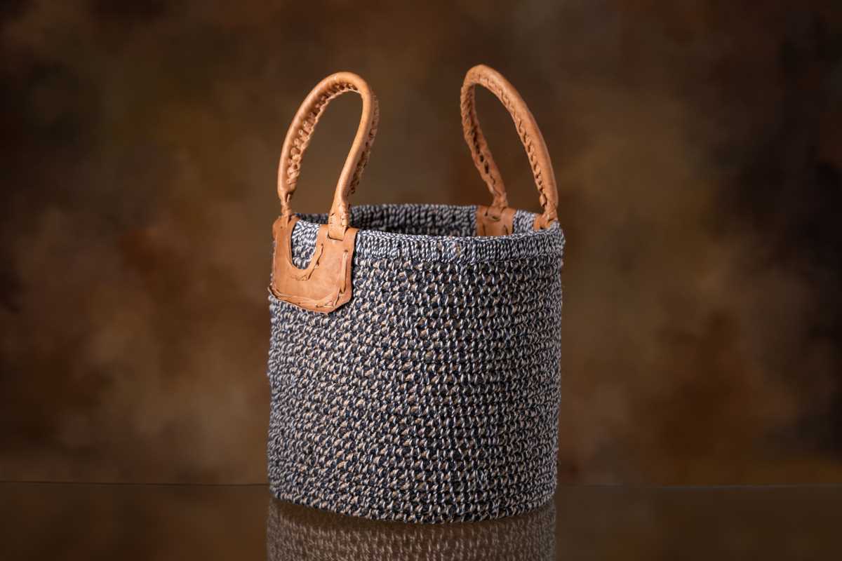 Natural Jute Basket- Black & White