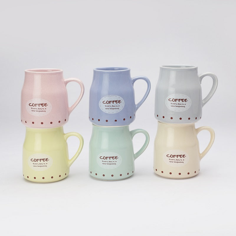 Ceramic Pastel Coffee Mugs- Set of 6