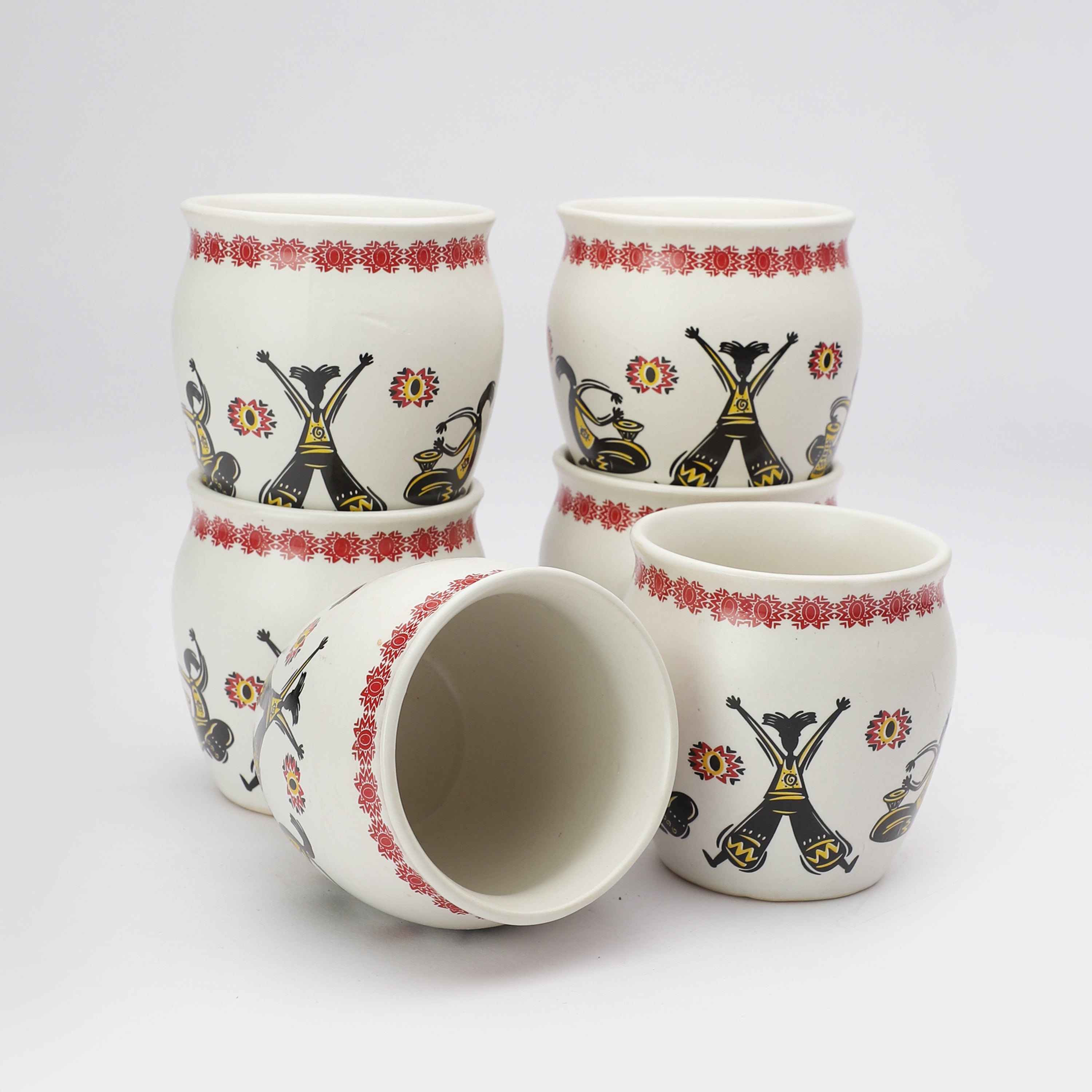 Kullad Chai Cups with Animal Motif (Set of 6)