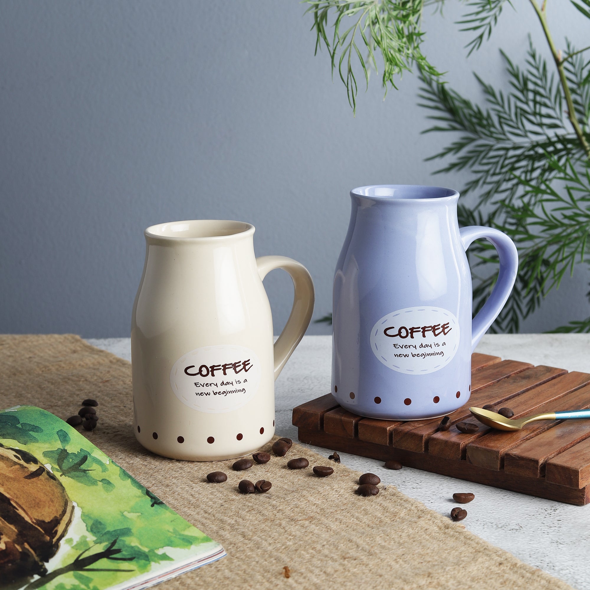 Large Ceramic Coffee Mug (Set of 2)