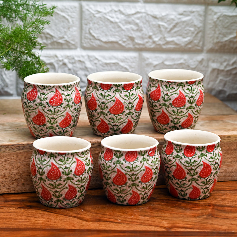 Spring Euphoria Handmade Kulhad Cups (Set of 6)