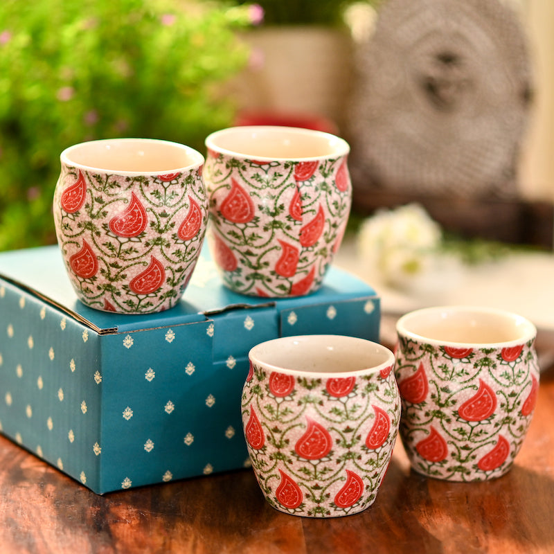 Spring Euphoria Handmade Kulhad Cups (Set of 6)