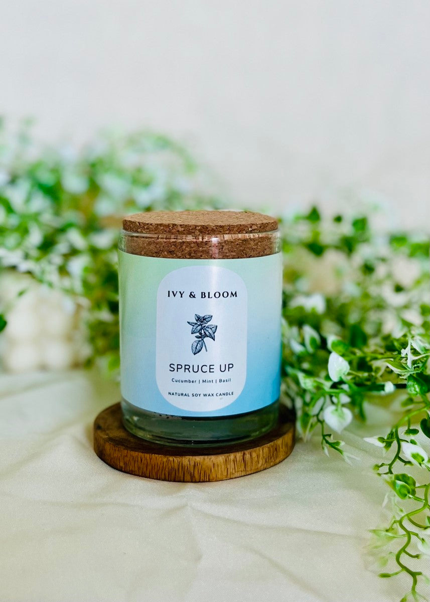 Spruce Up | Cucumber, Mint & Basil Scented Soy Candle