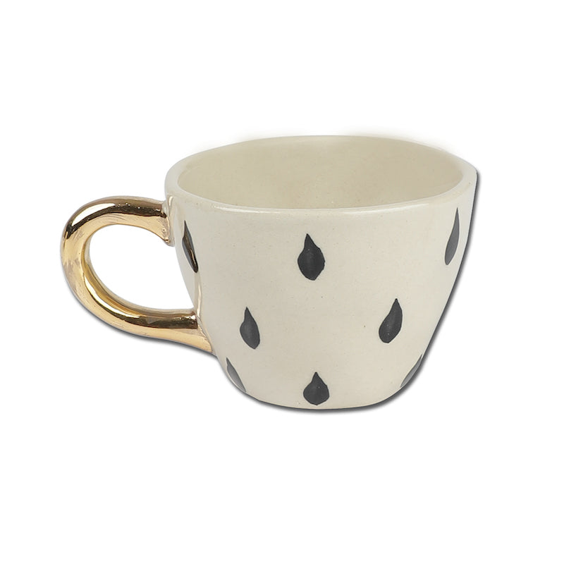 Bohemic White & Black Ceramic Coffee Mugs (Set of 4 / 6)