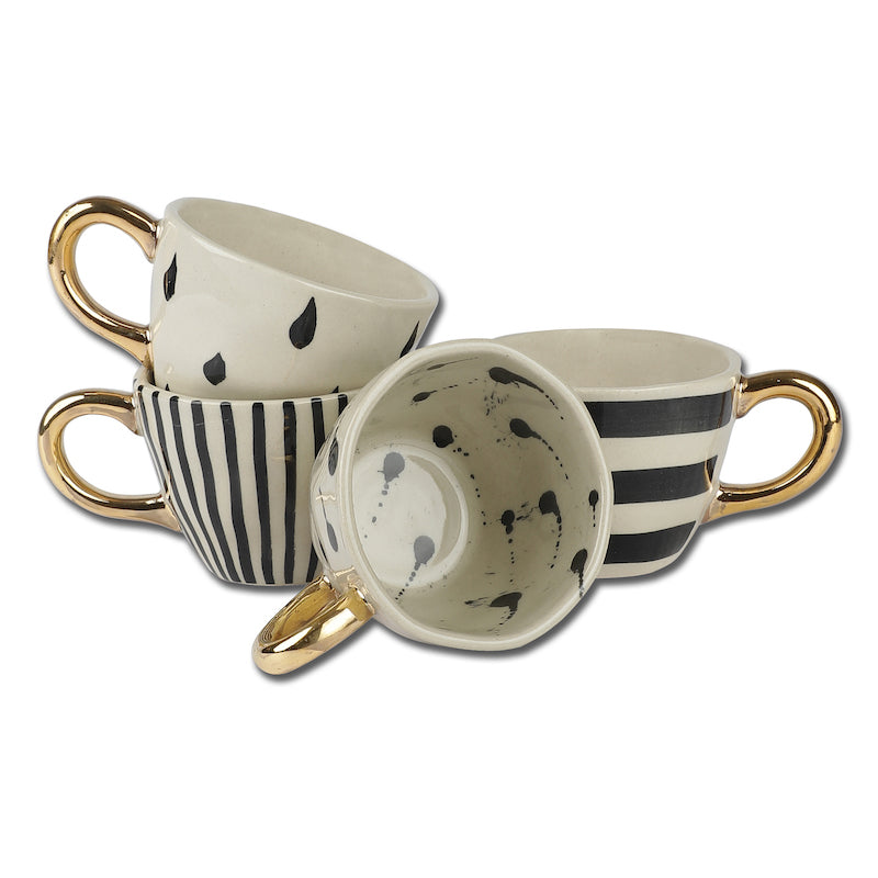 Multi Design Ceramic Coffee Mugs Combo (Set of 4)