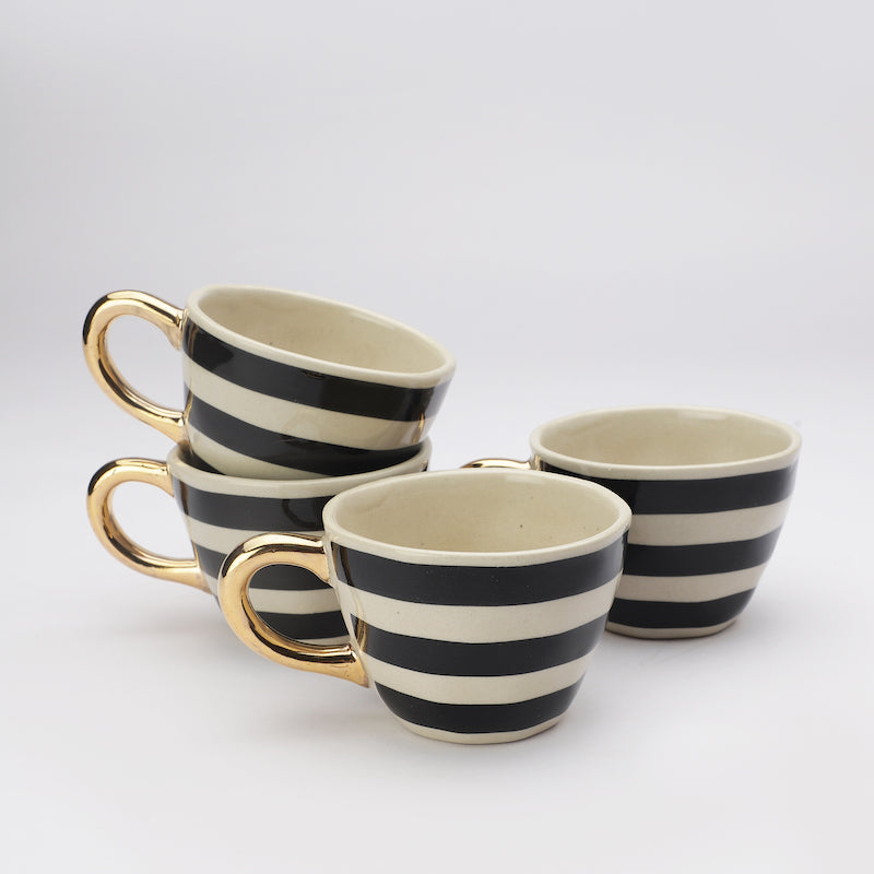 Ceramic Bohemic BW Stripe Cups