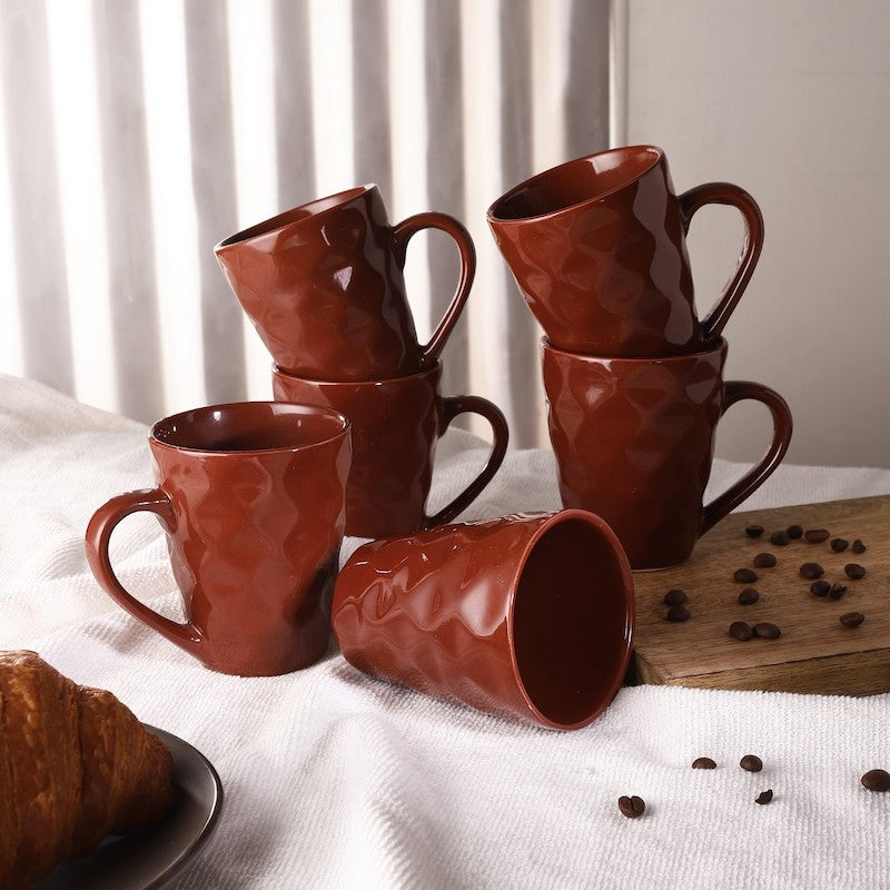 Elegant Glazed Ceramic Coffee Mugs (Set of 6)