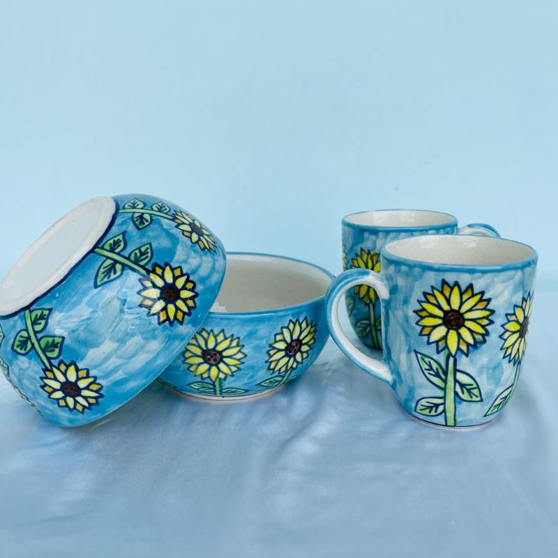 Sunflower in the Sky Bowls & Mugs (Set of 4)