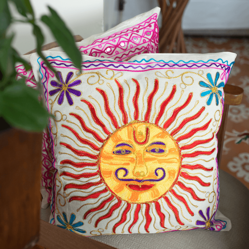 Surajmukhi Aari Embroidered Cushion Covers (Set Of 2)